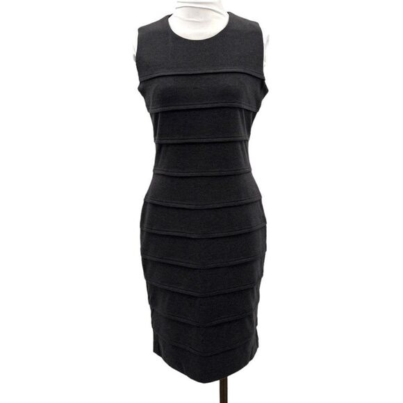 Calvin Klein Charcoal Grey Ribbed Bandage Bodycon Dress – Size 4 (NWT) - Picture 2 of 16